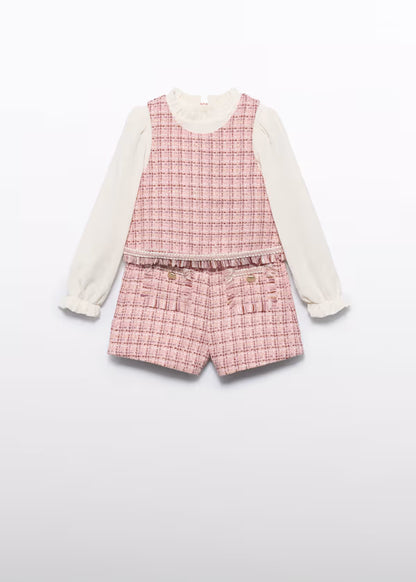 ABEL & LULA - completo bermuda tweed abbigliamento invernale 25/26 j - GIRL