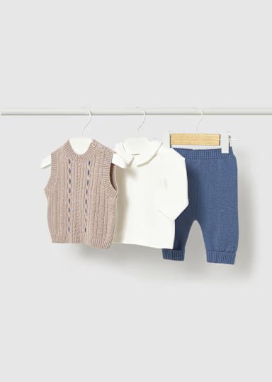 MAYORAL - completo pantalone e gilet beige/avion -invernale