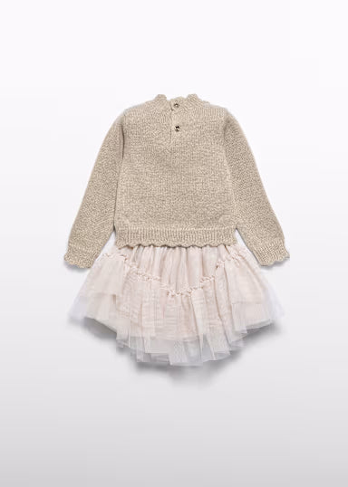 ABEL & LULA - completo gonna tulle maglione champagne - invernale