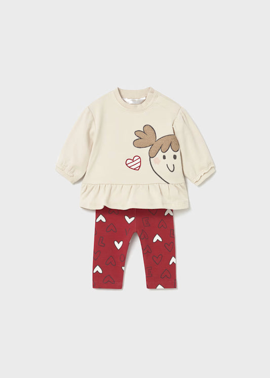 MAYORAL - completo 2 pz beige/rosso abbigliamento invernale 25/26 b - GIRL