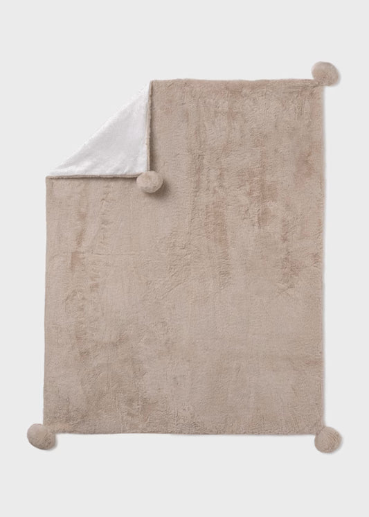 MAYORAL - coperta pelliccia pon pon beige corredino invernale 25/26 - UNISEX