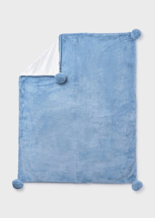 MAYORAL - coperta pelliccia pon pon azzurra corredino invernale 25/26 - UNISEX