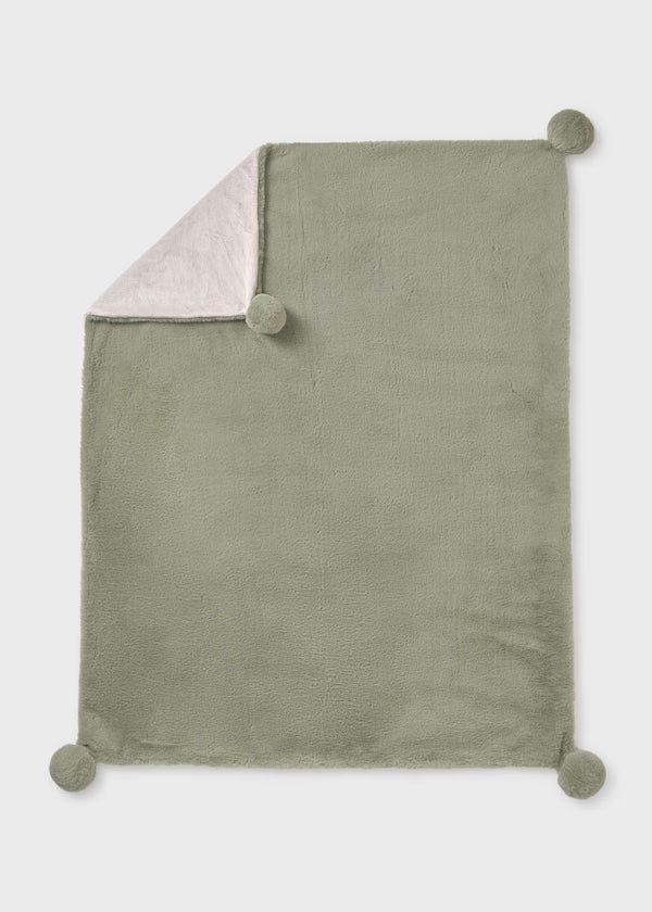 MAYORAL - coperta pelliccia pon pon verde salvia corredino invernale 25/26 - UNISEX