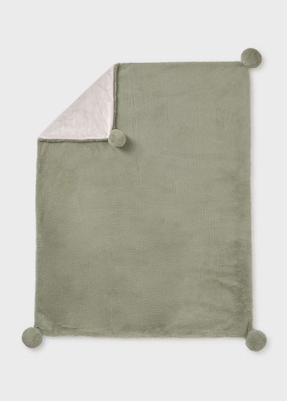 MAYORAL - coperta pelliccia pon pon verde salvia corredino invernale 25/26 - UNISEX