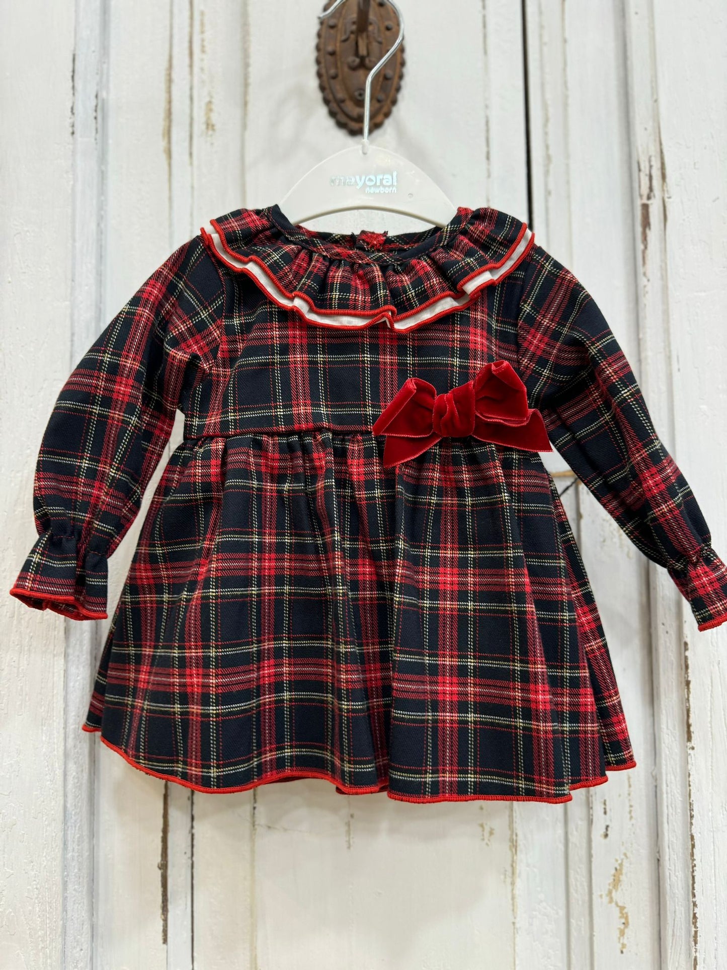 CALAMARO - abito tartan fiocco in velluto abbigliamento natale - GIRL