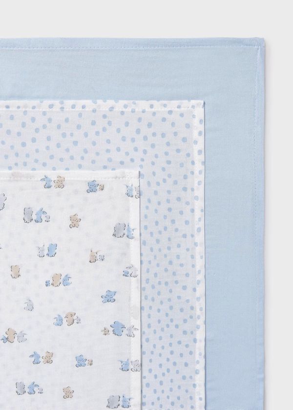 MAYORAL - set 3 mussole di cotone 46x46 accessori corredino - BOY