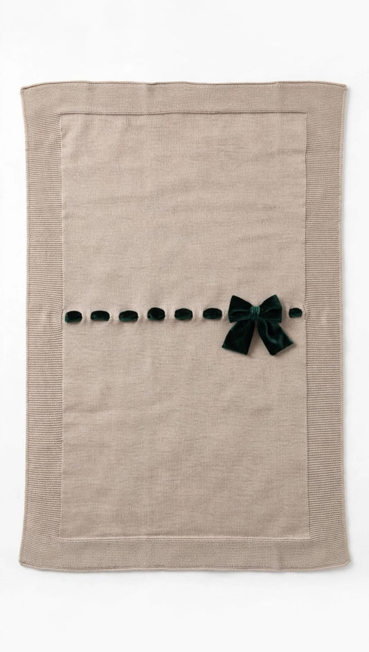 BABY LORD - coperta fiocco velluto lana 100% corda/verdone - invernale