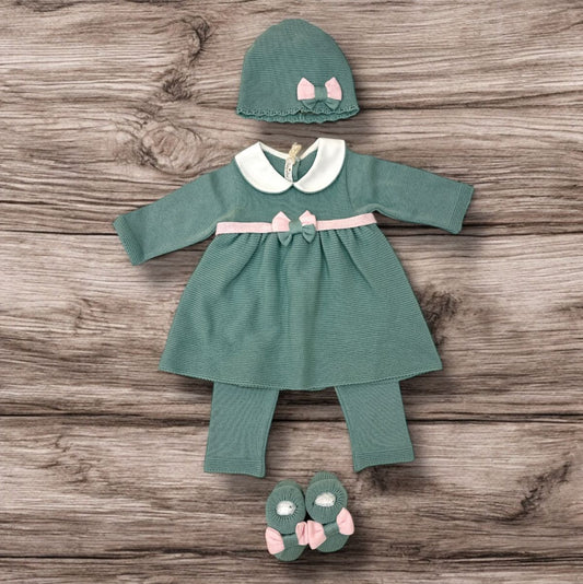 BABY LORD - completo 2pz + cuffietta + scarpine corredino est 25 - GIRL