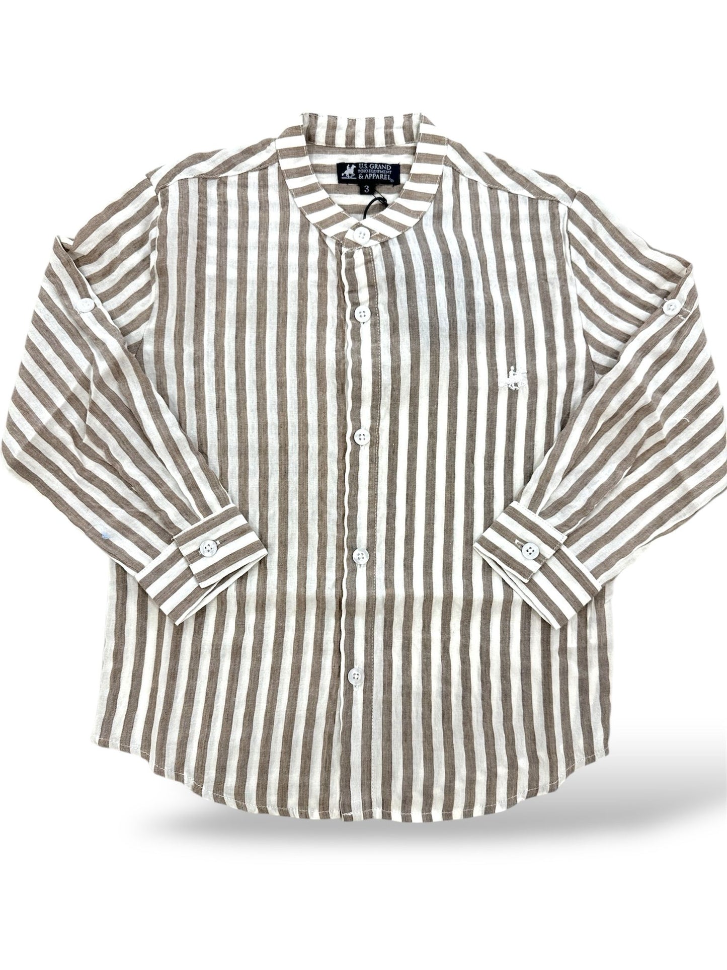 US GRAND POLO - camicia lino coreana righe beige abbigliamento est 25 j - BOY