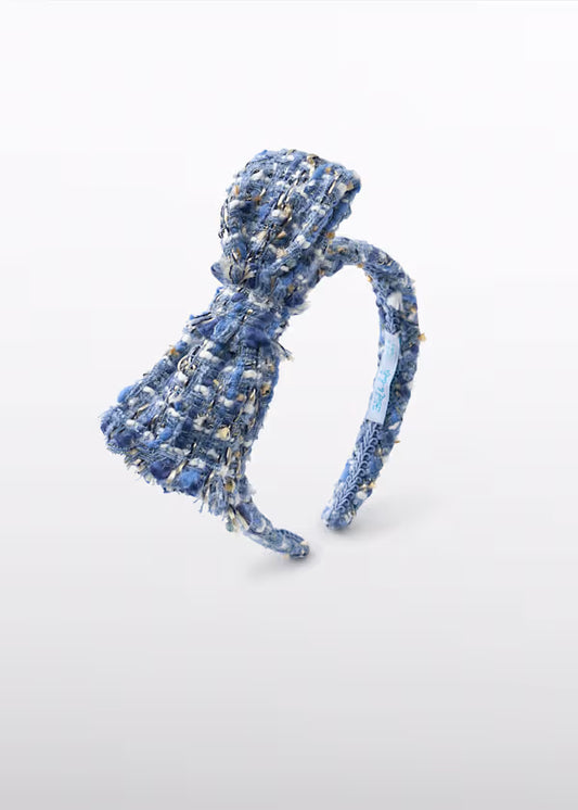 ABEL & LULA - cerchietto tweed fiocco azzurro accessori - GIRL