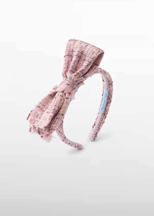 ABEL & LULA - cerchietto tweed fiocco rosa accessori - GIRL