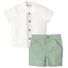 CALAMARO BABY - completo shorts in lino verde abbigliamento est 25 j - BOY