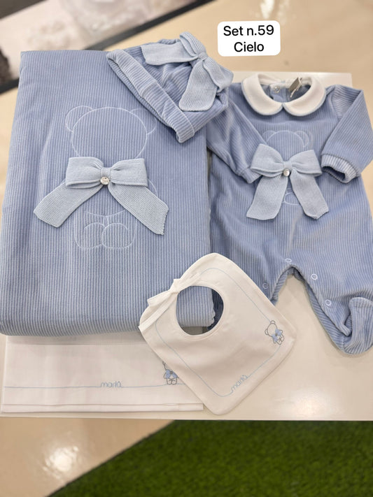MARLU' - set lenzuola orsetto ciniglia (set. 59 cielo) corredino invernale 25/26 - BOY