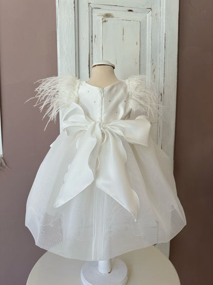 LES PETITES ENFANTES - abito cerimonia piume con fascia cerimonia est 25 b - GIRL
