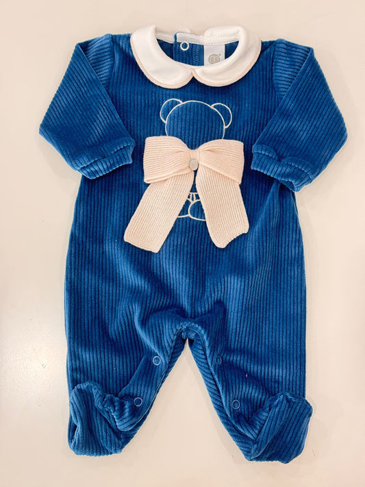 MARLU' - tutina orsetto ciniglia (set. 59 zaffiro) corredino invernale 25/26 - UNISEX
