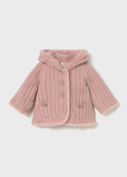 MAYORAL - giaccone morbido con pelliccia rosa antico abbigliamento invernale 25/26 b - GIRL