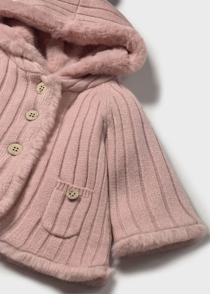 MAYORAL - giaccone morbido con pelliccia rosa antico abbigliamento invernale 25/26 b - GIRL