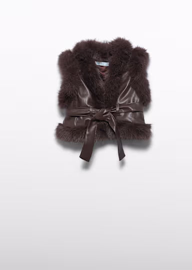 ABEL & LULA - gilet ecopelle pelo marrone - invernale