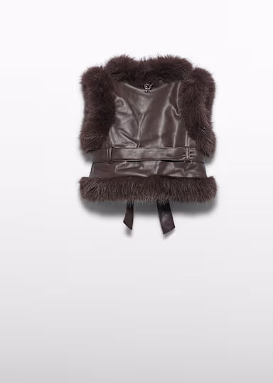 ABEL & LULA - gilet ecopelle pelo marrone - invernale