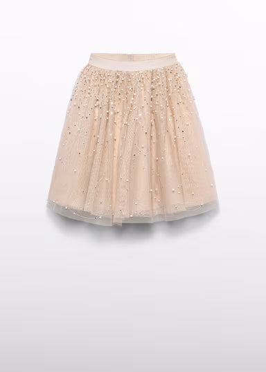 ABEL & LULA - gonna midi perle tulle champagne - invernale