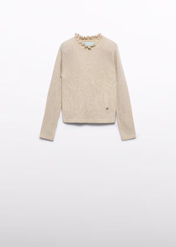 ABEL & LULA - dolcevita tricot costine lurex champagne abbigliamento invernale 25/26 j - GIRL
