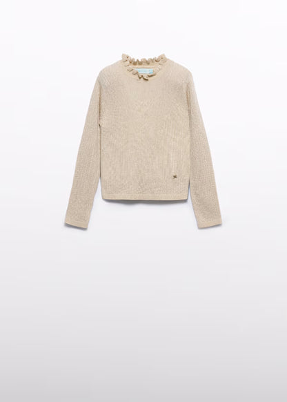 ABEL & LULA - dolcevita tricot costine lurex champagne abbigliamento invernale 25/26 j - GIRL