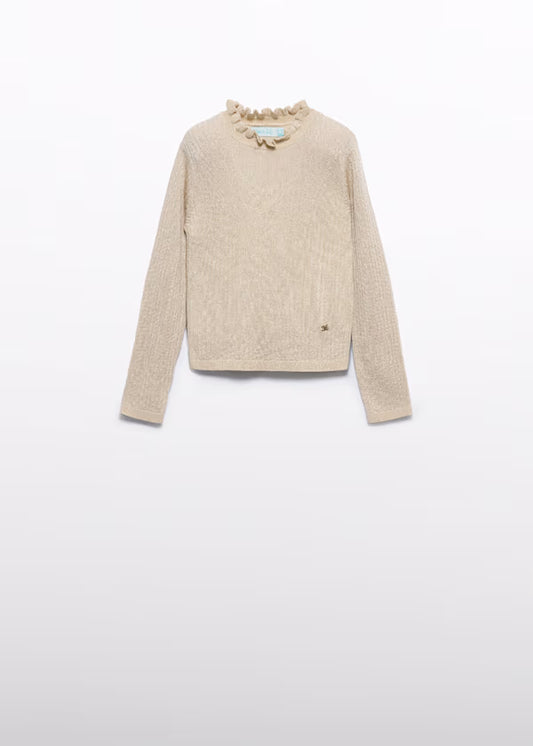 ABEL & LULA - dolcevita tricot costine lurex champagne abbigliamento invernale 25/26 j - GIRL