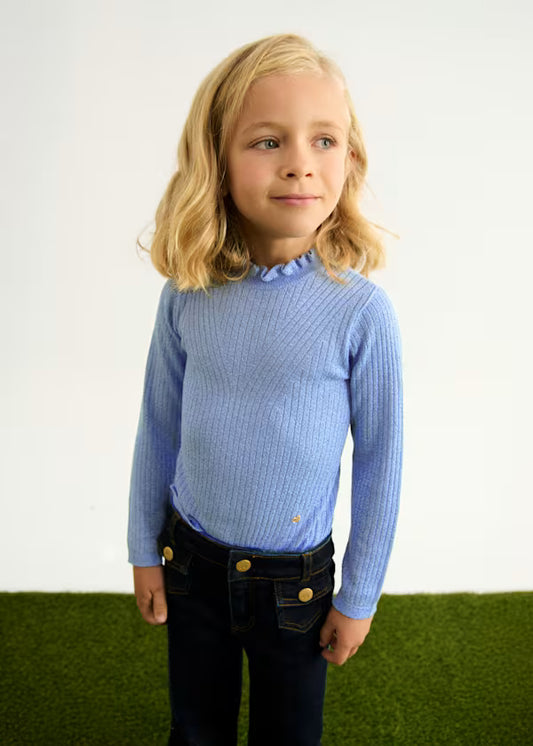ABEL & LULA - dolcevita tricot costine lurex azzurro abbigliamento invernale 25/26 j - GIRL
