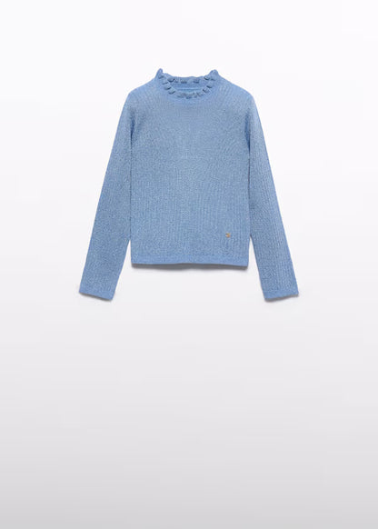 ABEL & LULA - dolcevita tricot costine lurex azzurro abbigliamento invernale 25/26 j - GIRL