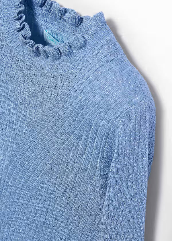 ABEL & LULA - dolcevita tricot costine lurex azzurro abbigliamento invernale 25/26 j - GIRL