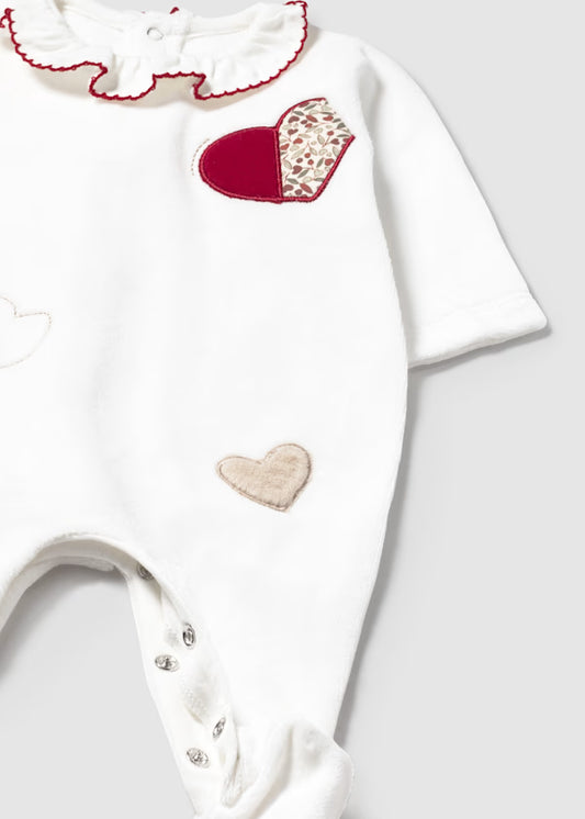 MAYORAL - tutina ciniglia bianco/rosso neonato corredino invernale 25/26 - GIRL