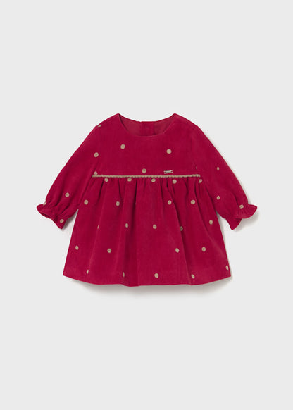 MAYORAL - vestito velluto pois rosso abbigliamento invernale 25/26 b - GIRL
