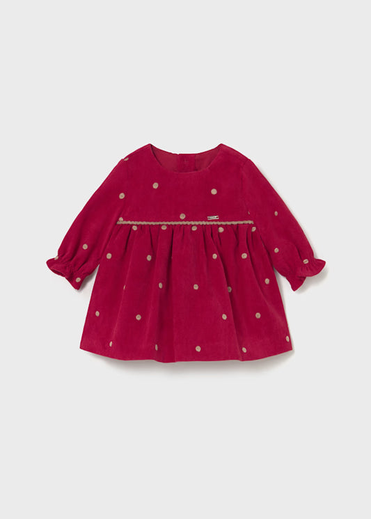 MAYORAL - vestito velluto pois rosso abbigliamento invernale 25/26 b - GIRL