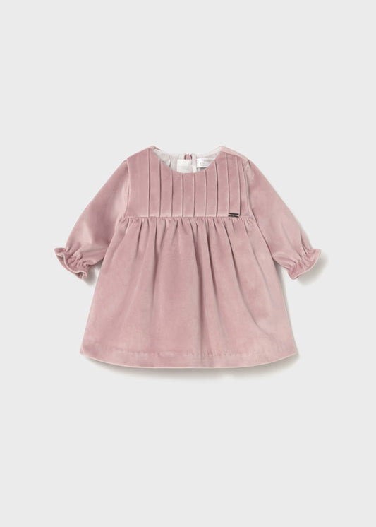 MAYORAL - vestito velluto manica lunga rosa baby abbigliamento invernale 25/26 b - GIRL