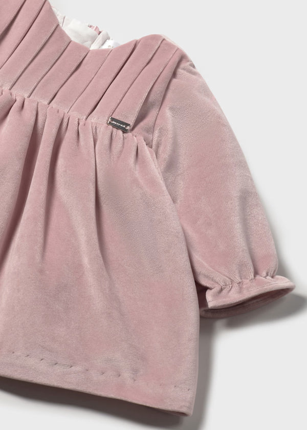 MAYORAL - vestito velluto manica lunga rosa baby abbigliamento invernale 25/26 b - GIRL