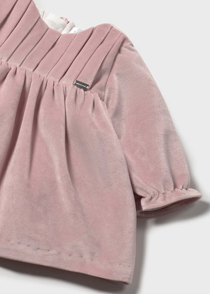 MAYORAL - vestito velluto manica lunga rosa baby abbigliamento invernale 25/26 b - GIRL